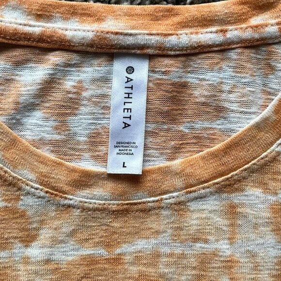 Athleta Tank Top Womens Large Orange White Tie Dye Tank - Picture 2 of 5